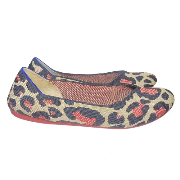 Rothys the flat red cat size 10.5 woman round toe flat shoes GUC Animal print - Picture 6 of 10